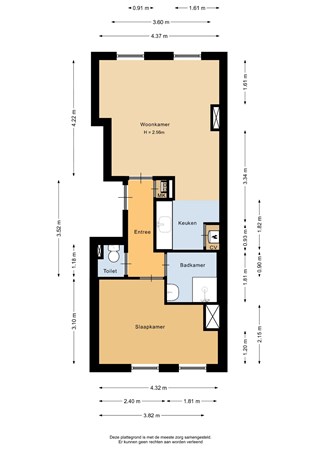 Floorplan - Volmarijnstraat 160B, 3021 XZ Rotterdam